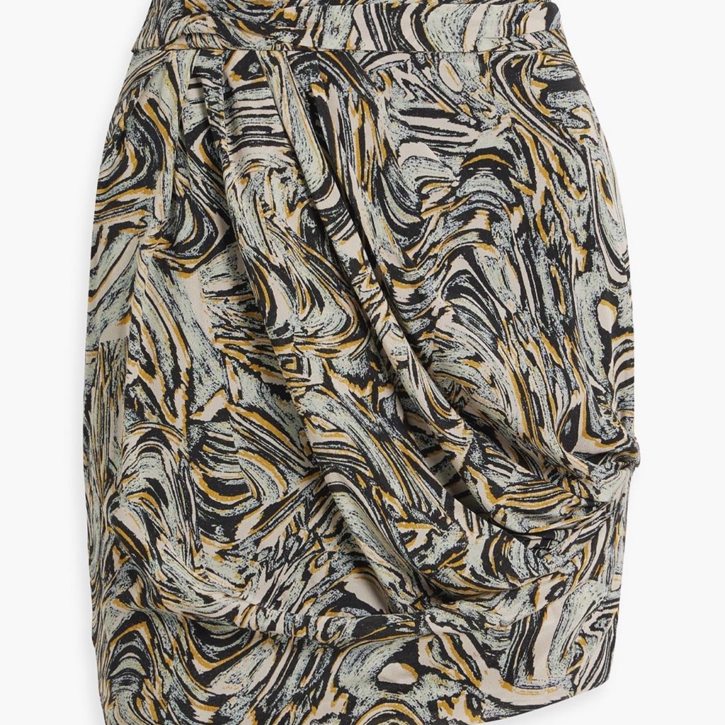 Iro Swirl Pattern Pencil Skirt In Black, Cream, And Gold